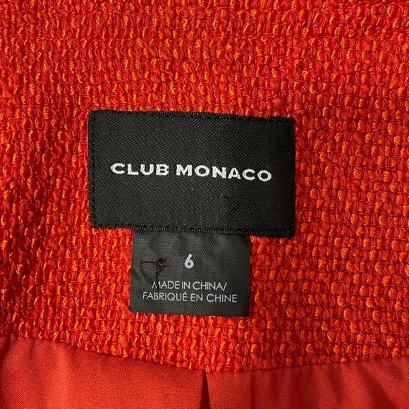 Club Monaco Tweed Snap Front Blazer Jacket Orange Size 6 - Picture 10 of 11